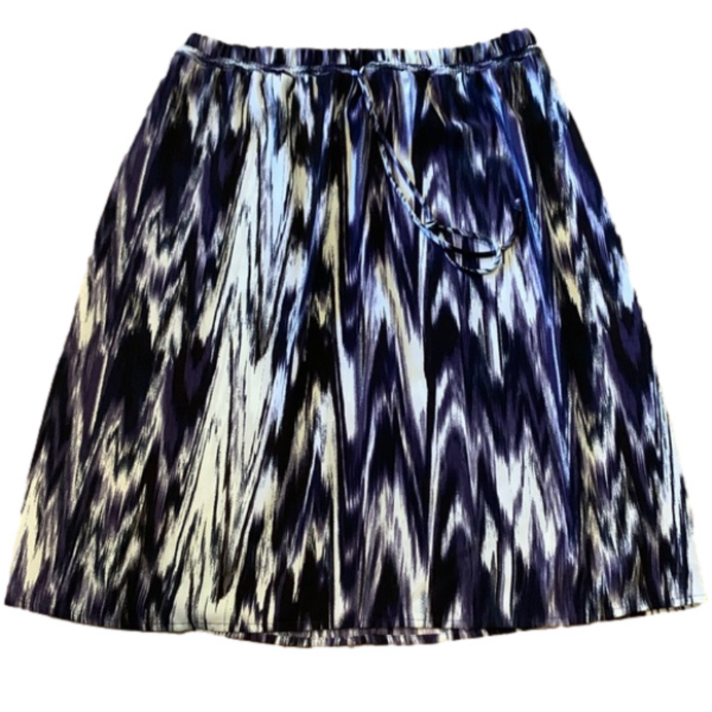 Faded Glory Drawstring Waist Large Ocean Colors Midi Skirt